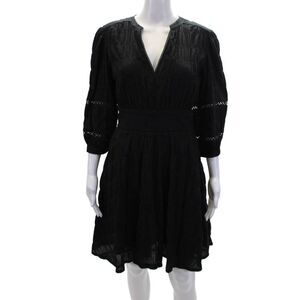 Purotatto Women's Round Neck 3/4 Sleeves Flare Mini Dress Size 40